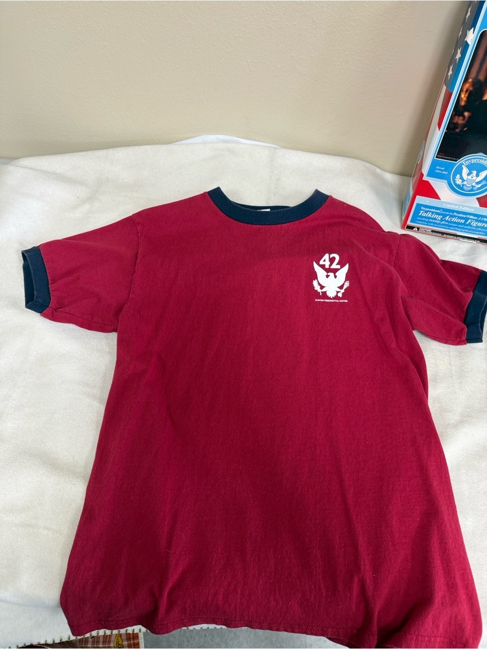 Anvil Red Ringer Tee with Navy Trim - "I miss Bill."